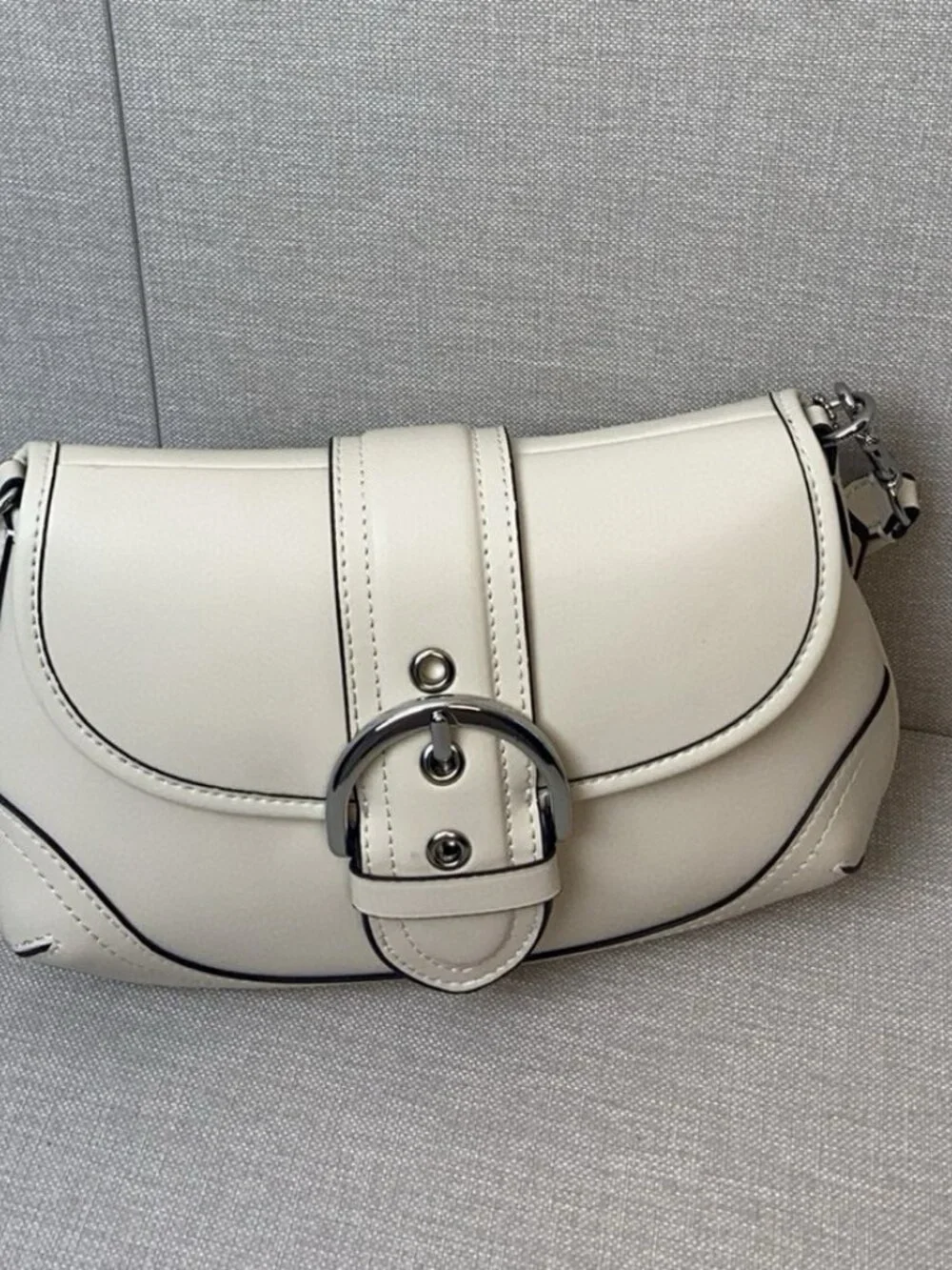 COACH The Soho Flap Off White Smooth Leather Shoulder Bag - Picture 4 of 9